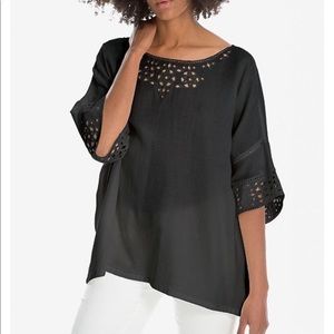 Max Studio London Cotton Eyelet-Trim Top
